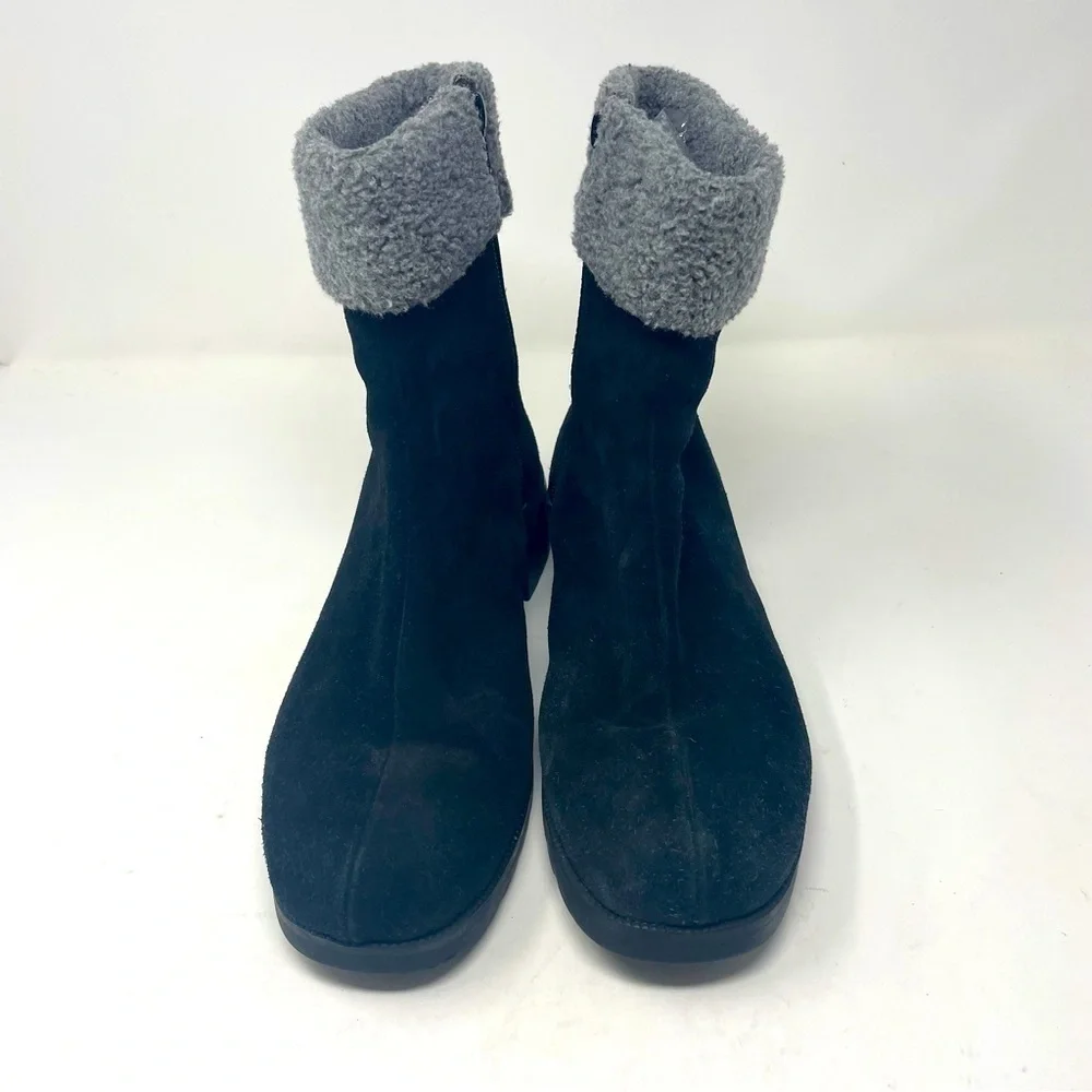Talbots Ankle Boots Leather/Suede Fleece Lined Size 9.5 Black